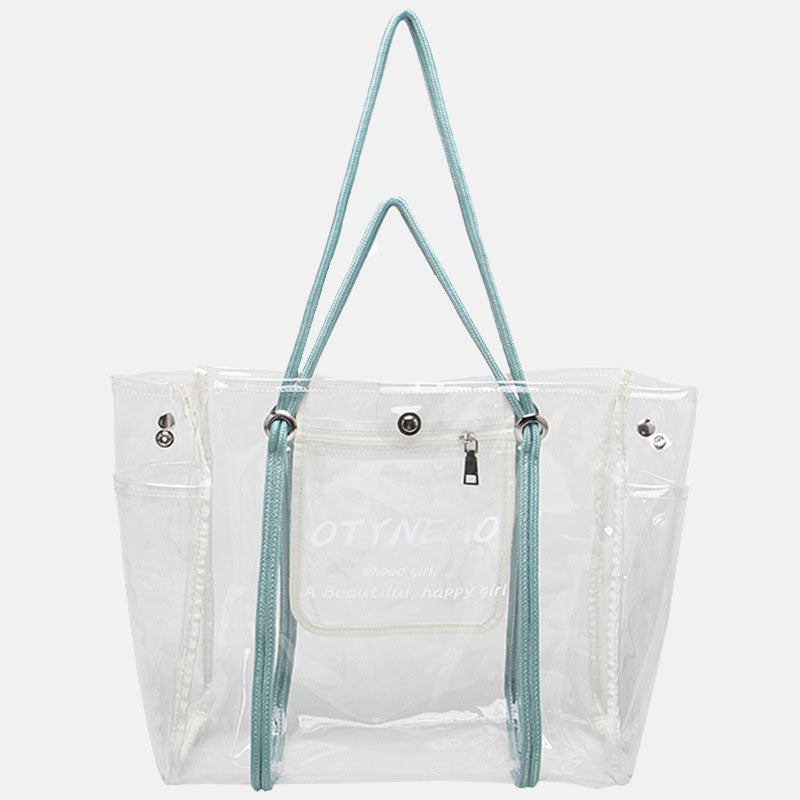 Women’s Clear PVC Letter Print Shopper Tote image