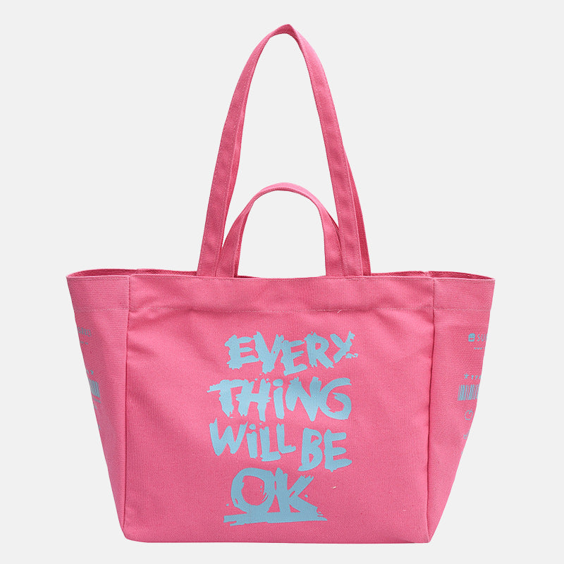 Women’s Letter Print Large Canvas Shopper Tote image 4