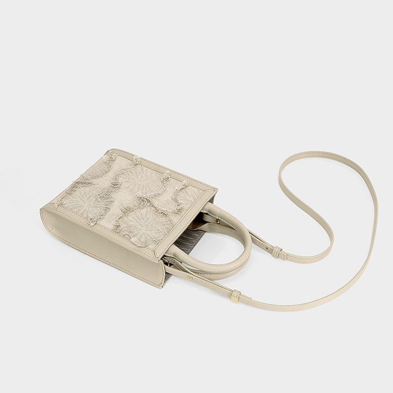 Women’s Ripped Top Handle Tote Bags with Shoulder Strap image 4