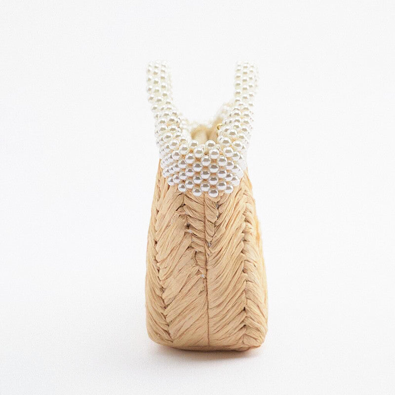 Women’s Pearls Woven Tote with Shoulder Chains image 4