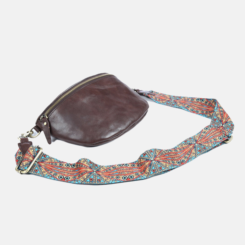 Women’s Wide Floral Strap Genuine Leather Fanny Packs image 2