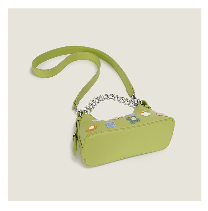 Women’s Flowers Chains Vegan Baguette Bags with Shoulder Strap image 4