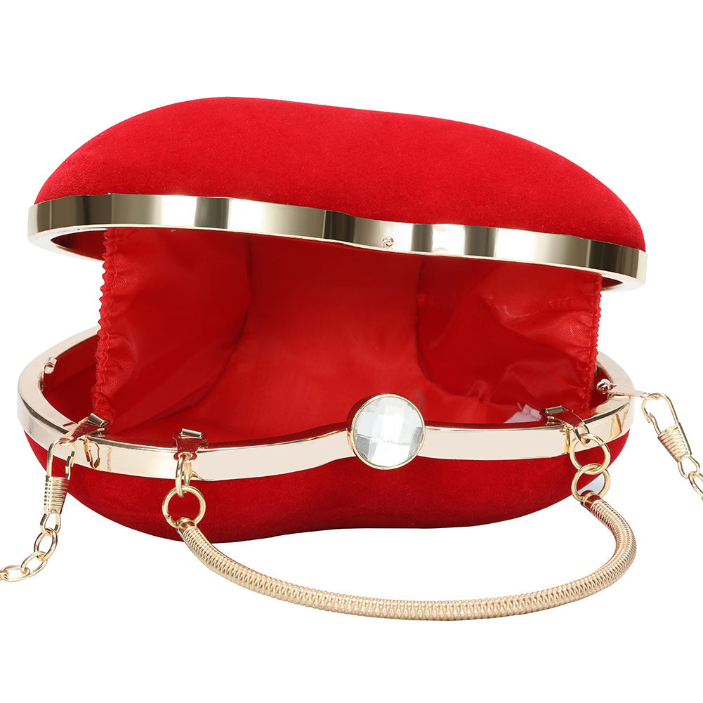 Women’s Red Heart Evening Clutch Bag with Chains image 6