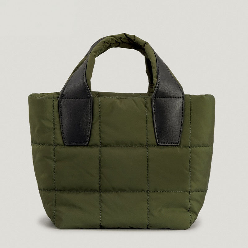 Women’s Quilted Puffer Dual Handle Tote Bags with Shoulder Strap image