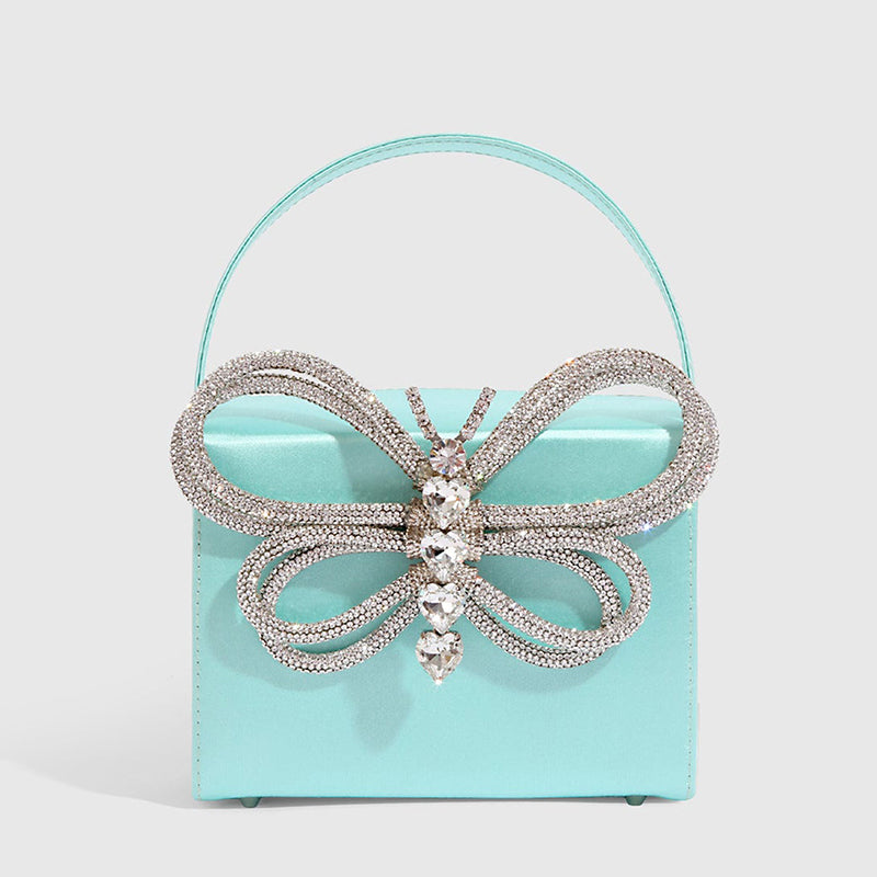 Women’s Small Rhinestone Butterfly Top Handle Evening Clutch Bags image 6