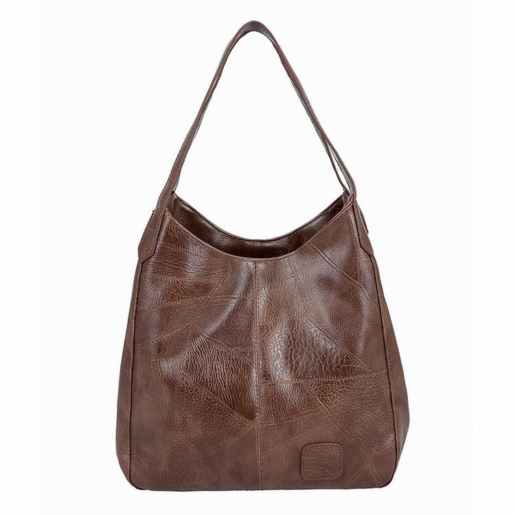 Women’s Stitching Vintage Hobo Tote Bags in Soft Vegan Leather image 5