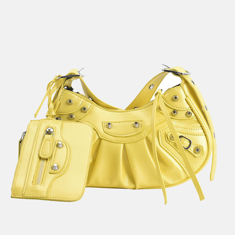 Women’s Studs Hobo Shoulder Bags with Wristlet image 6
