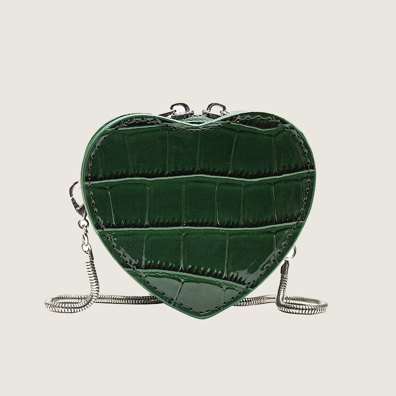 Women’s Croc Embossed Heart Shape Mini Purse image