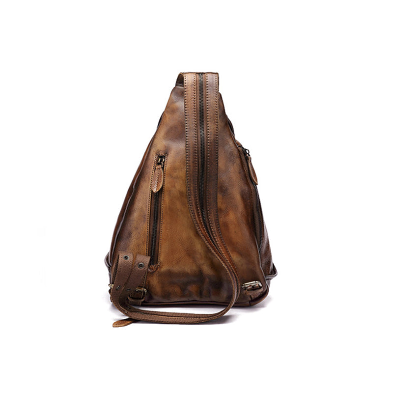 Women’s Flower Embossed Vintage Genuine Leather Sling Bags image 7