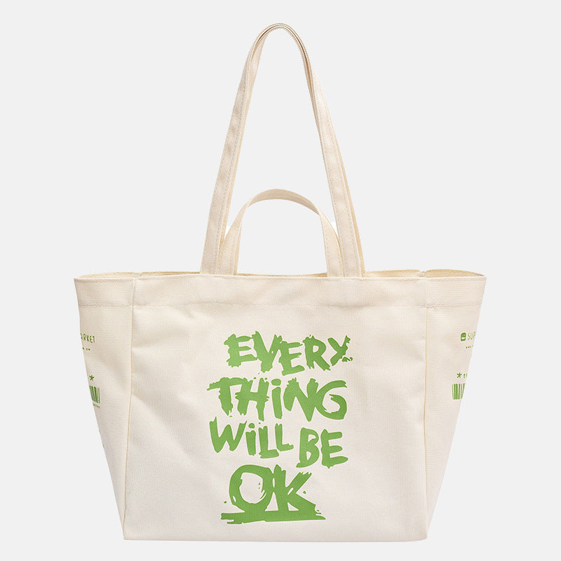 Women’s Letter Print Large Canvas Shopper Tote image 5
