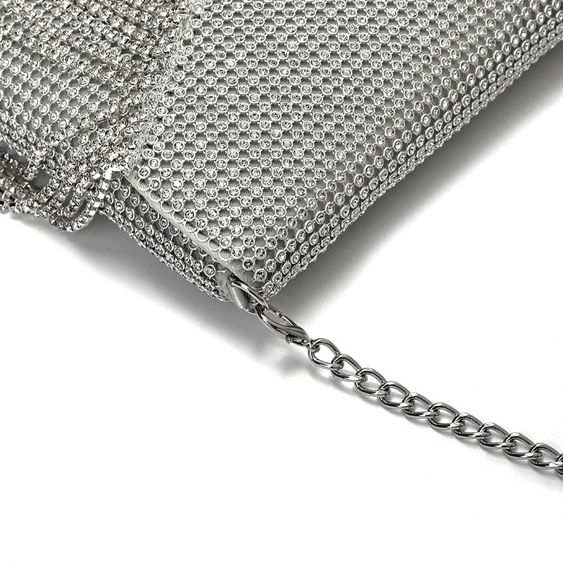Women’s Silver Rhinestones Envelope Evening Bags with Fringe image 6