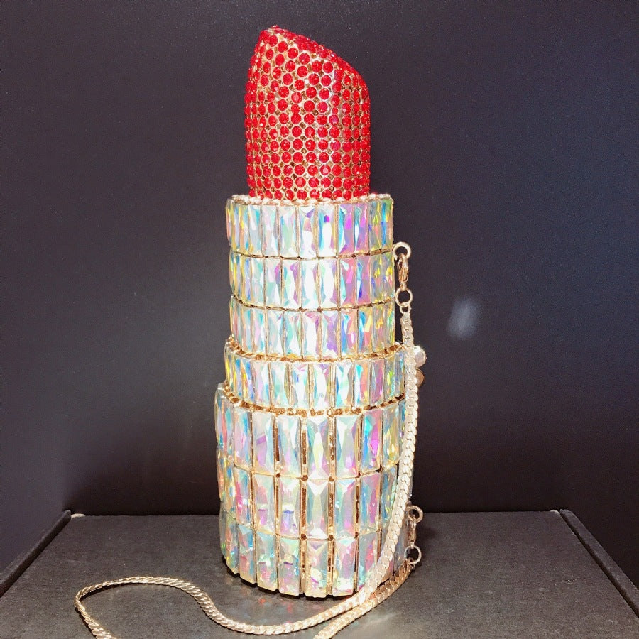Women’s Small Rhinestone Lipstick Evening Clutch Bags image 3