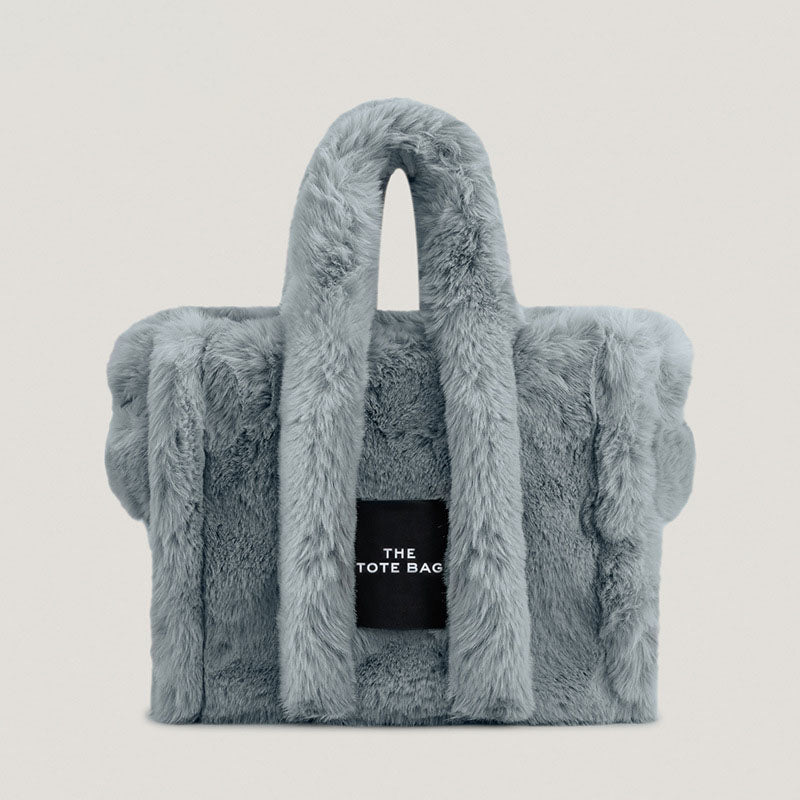 Women’s Faux Fur Letther Print Large Tote Bags image