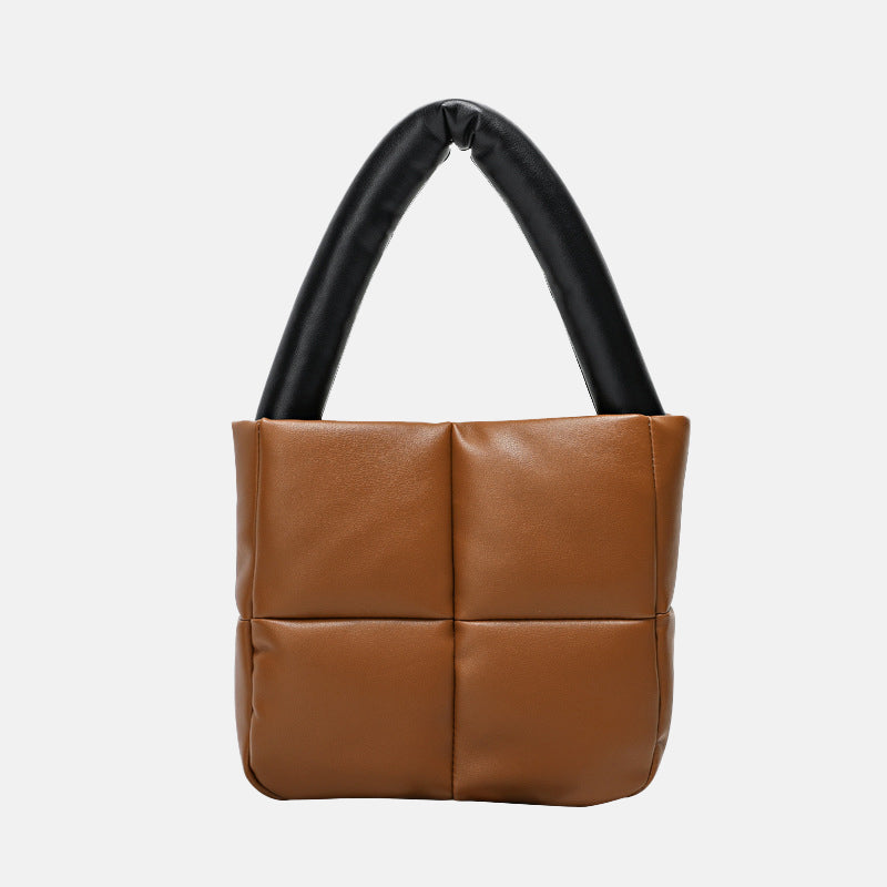 Women’s Genuine Leather Small Puffer Tote Bags image 5