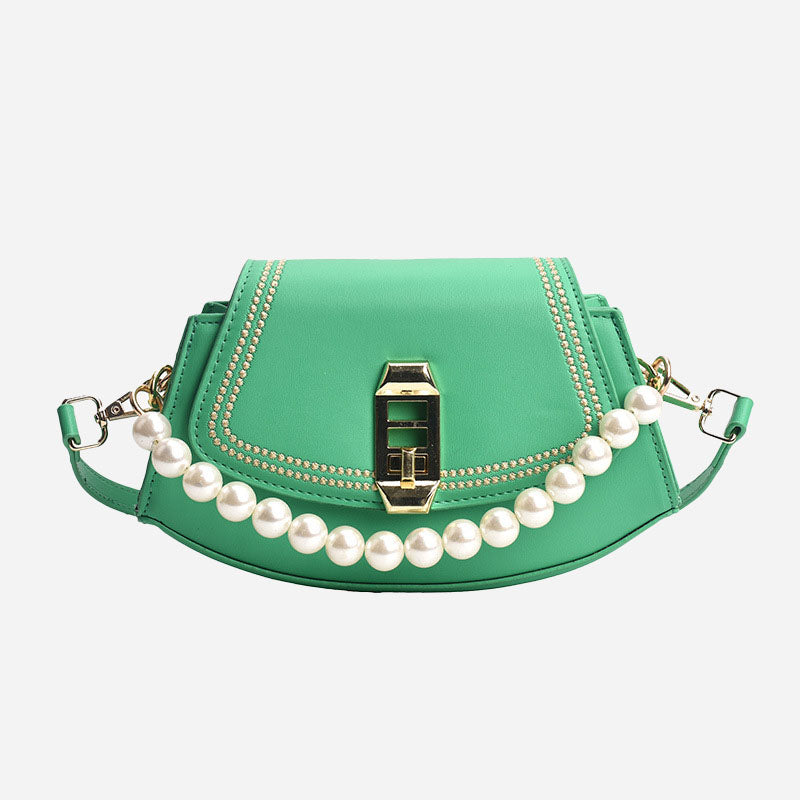 Women’s Pearls Flap Vegan Shoulder Bags image 5