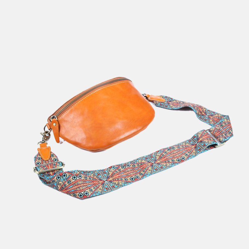 Women’s Wide Floral Strap Genuine Leather Fanny Packs image 4