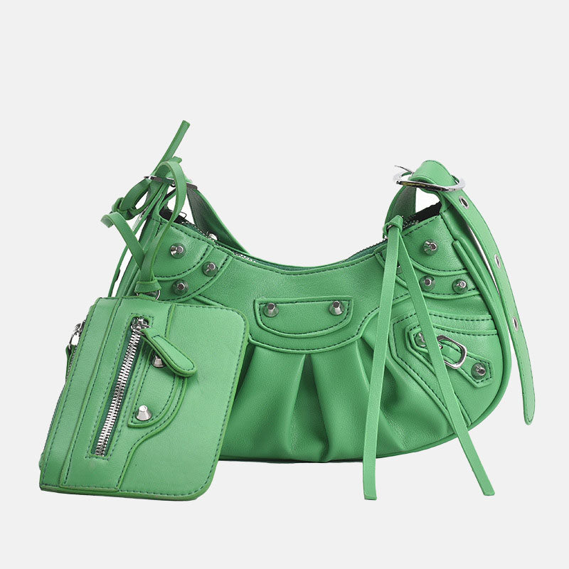 Women’s Studs Hobo Shoulder Bags with Wristlet image 12