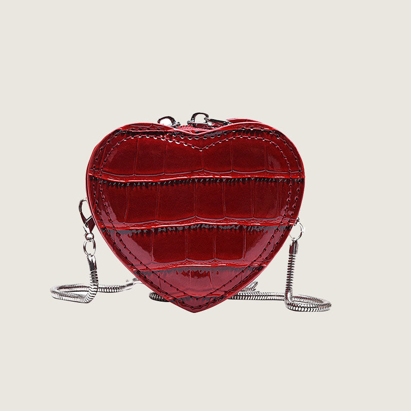 Women’s Croc Embossed Heart Shape Mini Purse image 3