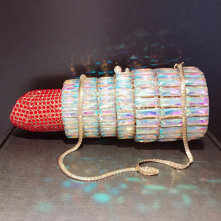 Women’s Small Rhinestone Lipstick Evening Clutch Bags image 4