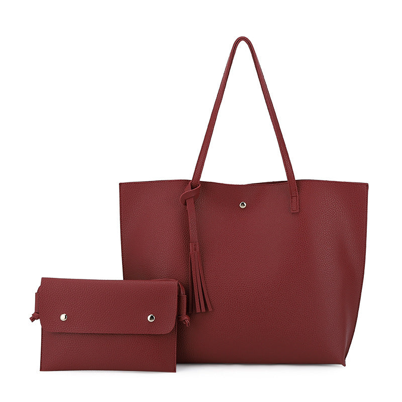 Women’s Vegan Leather Tote Bags with Mini Purse image 2