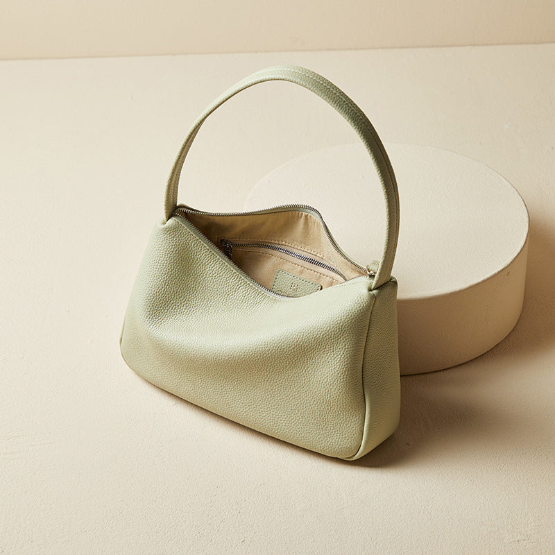 Women’s Lychee Grain Genuine Leather Simple Baguette Bags image 8