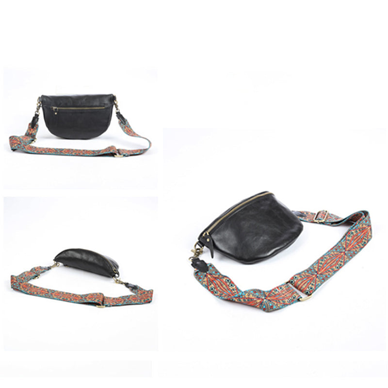 Women’s Wide Floral Strap Genuine Leather Fanny Packs image 8