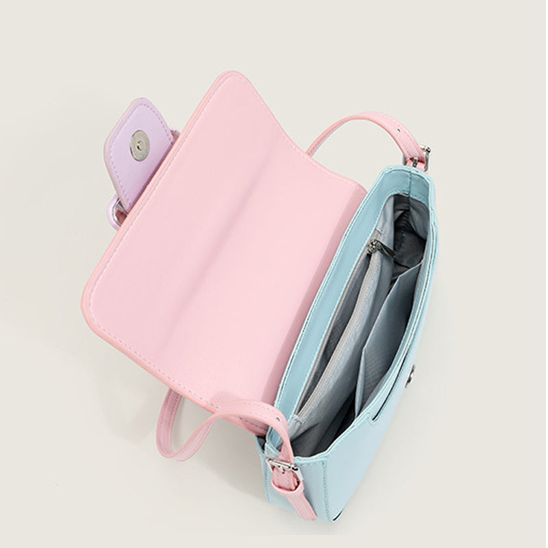 Women’s Contrast Color Flap Baguette Bags in Vegan Leather image 6