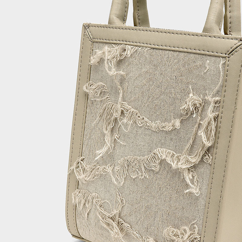 Women’s Ripped Top Handle Tote Bags with Shoulder Strap image 6