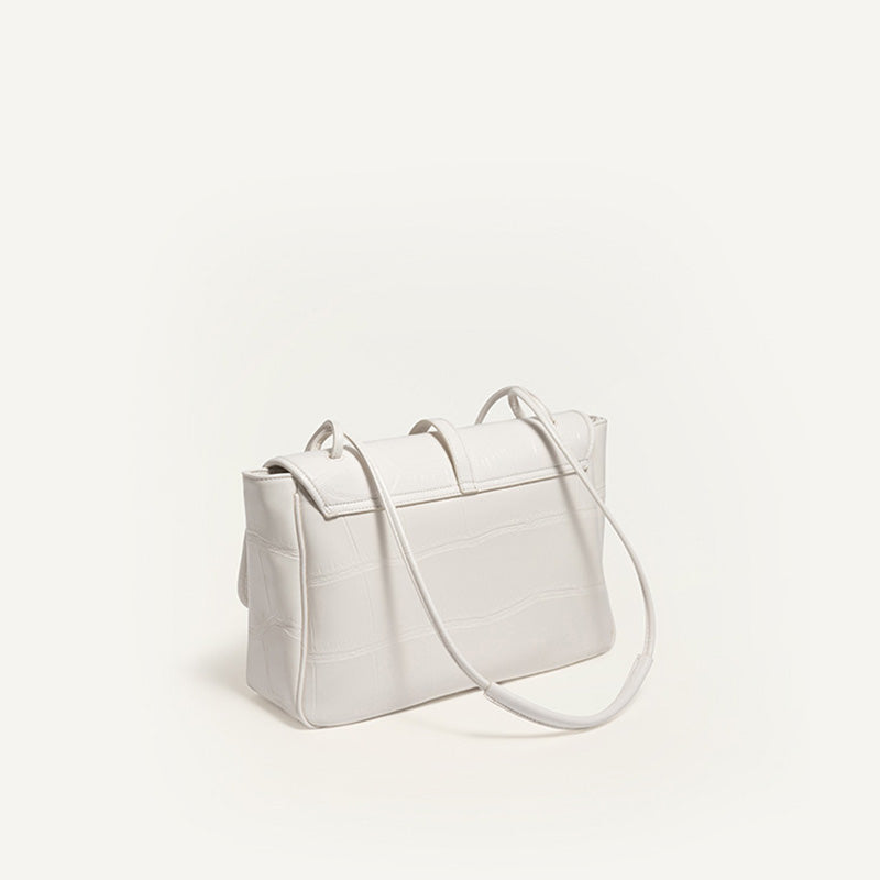 Women’s Stone Grain Vegan Leather Shoulder Bags with Strap image 4