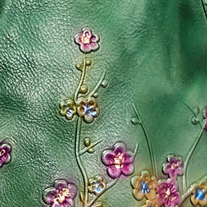 Women’s Flower Embossed Vintage Genuine Leather Sling Bags image 5