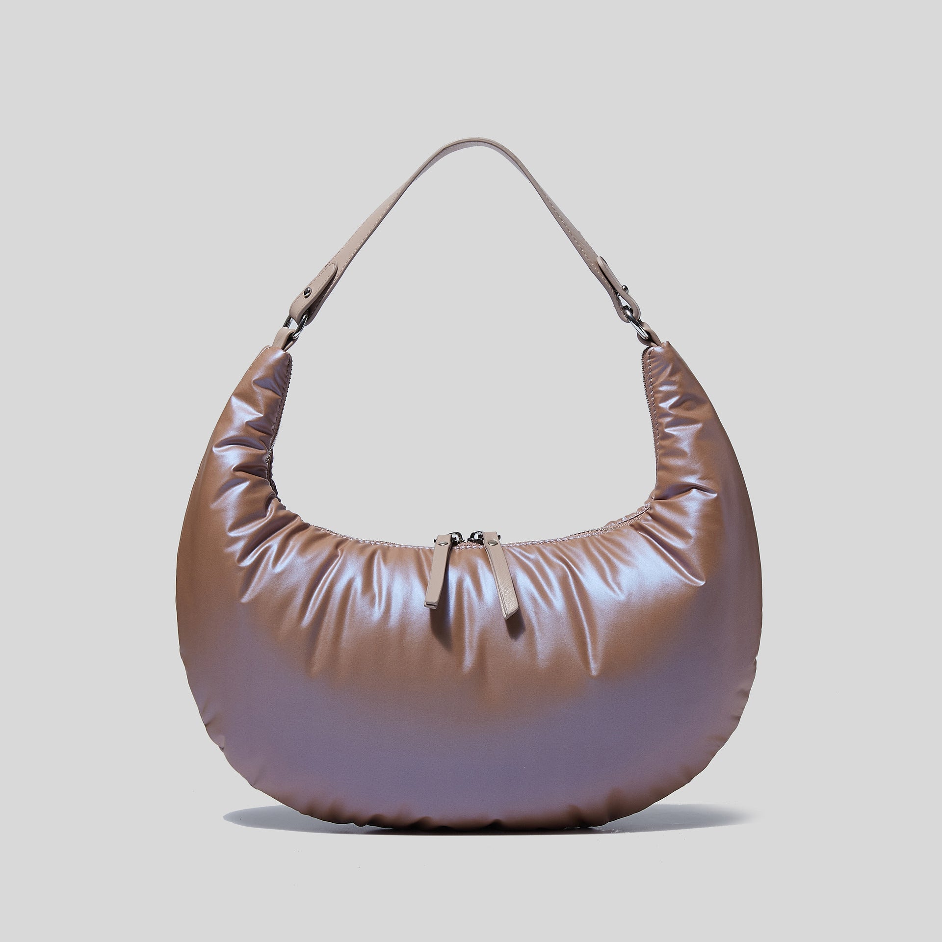 Women’s Padded Puffer Half Moon Hobo Baguette Bags image 12
