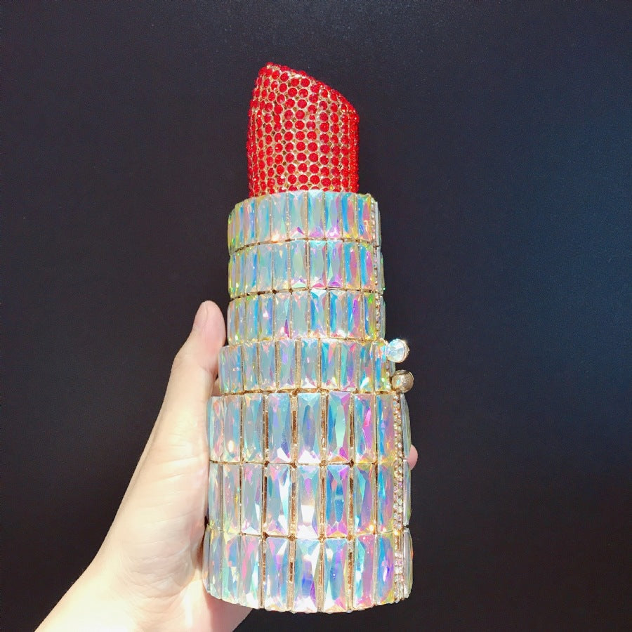 Women’s Small Rhinestone Lipstick Evening Clutch Bags image 2