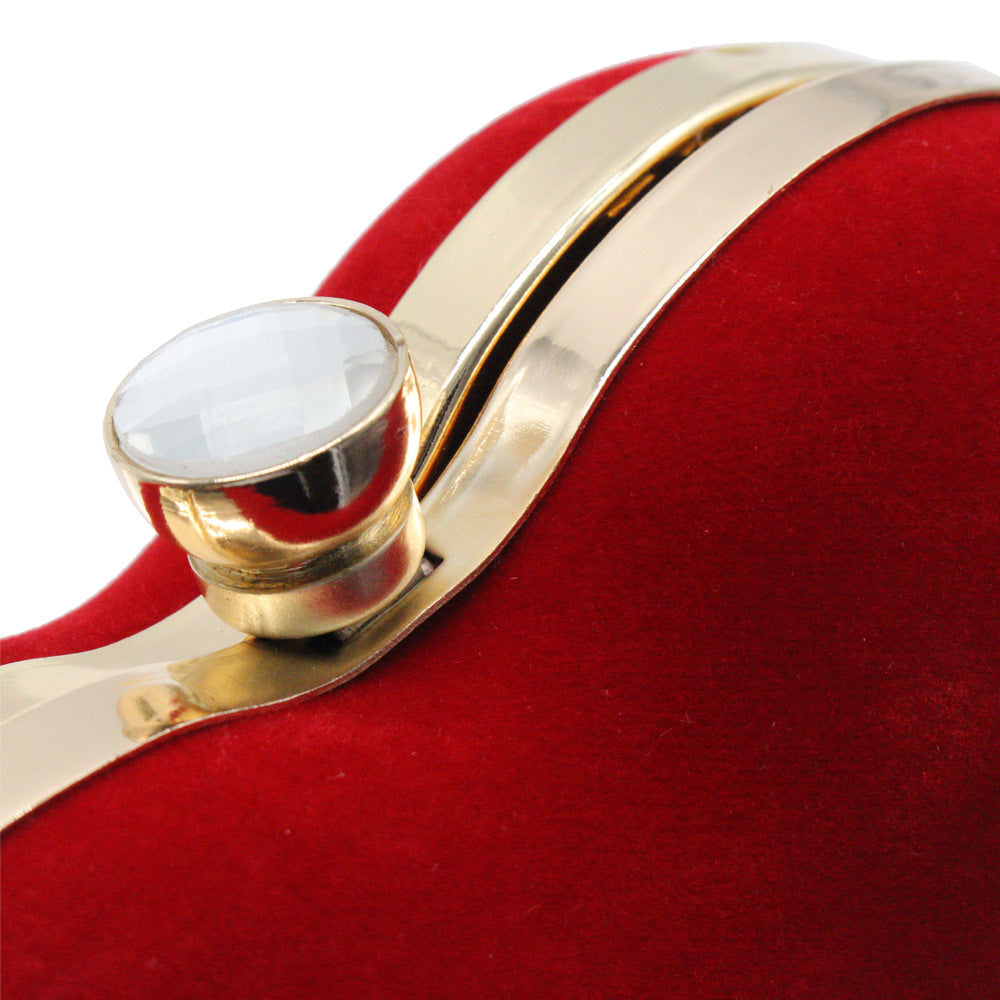 Women’s Red Heart Evening Clutch Bag with Chains image 7