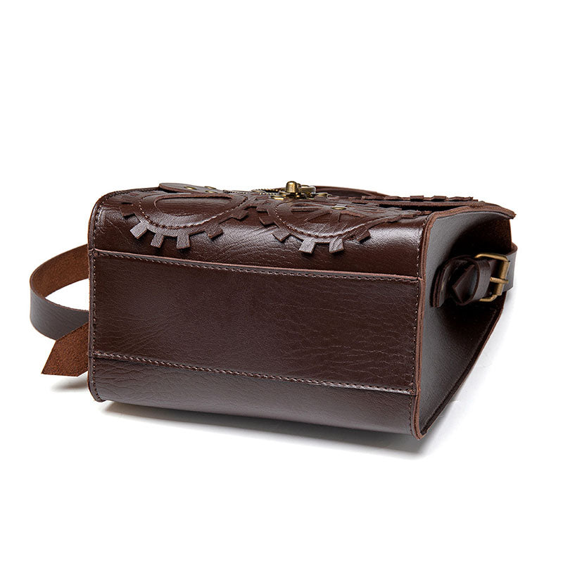 Women’s Steampunk Messenger Bag in Brown Vegan Leather image 5
