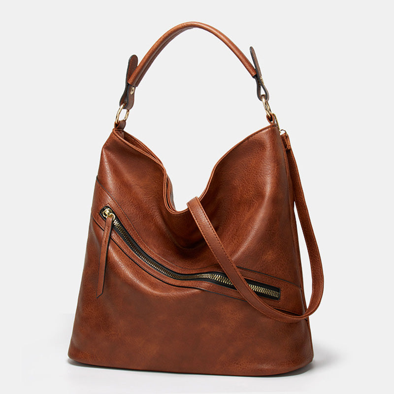 Women’s Vintage Vegan Leather Hobo Bags Shoulder Bags with Zipper image 2