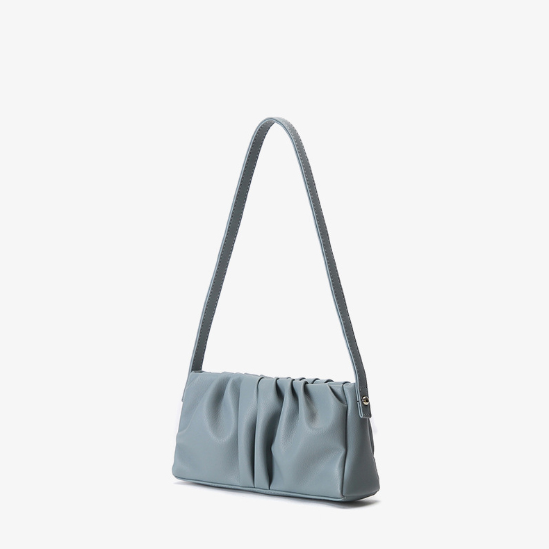 Women’s Folds Genuine Leather Baguette Bags Small Shoulder Bags image 2