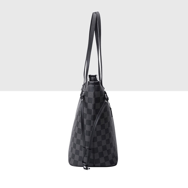 Women’s Black Checkerboard Large Tote Bags with Purse image 3