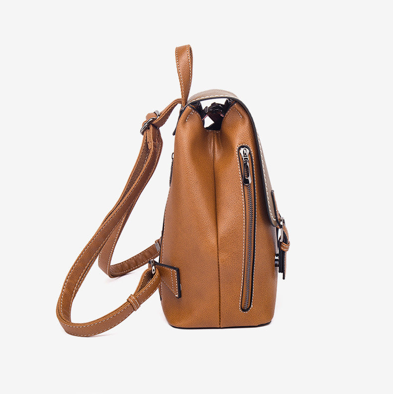 Women’s Vegan Leather Contrast Color Backpacks image 4