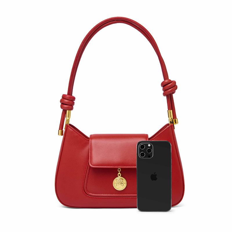 Women’s Genuine Leather Metal Medal Baguette Bags image 2