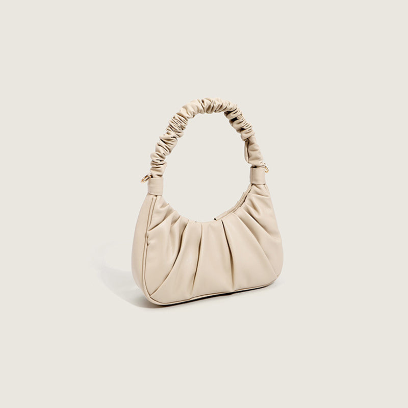 Women’s Ruffle Vegan Leather Hobo Bag with Crossbody Strap image 2