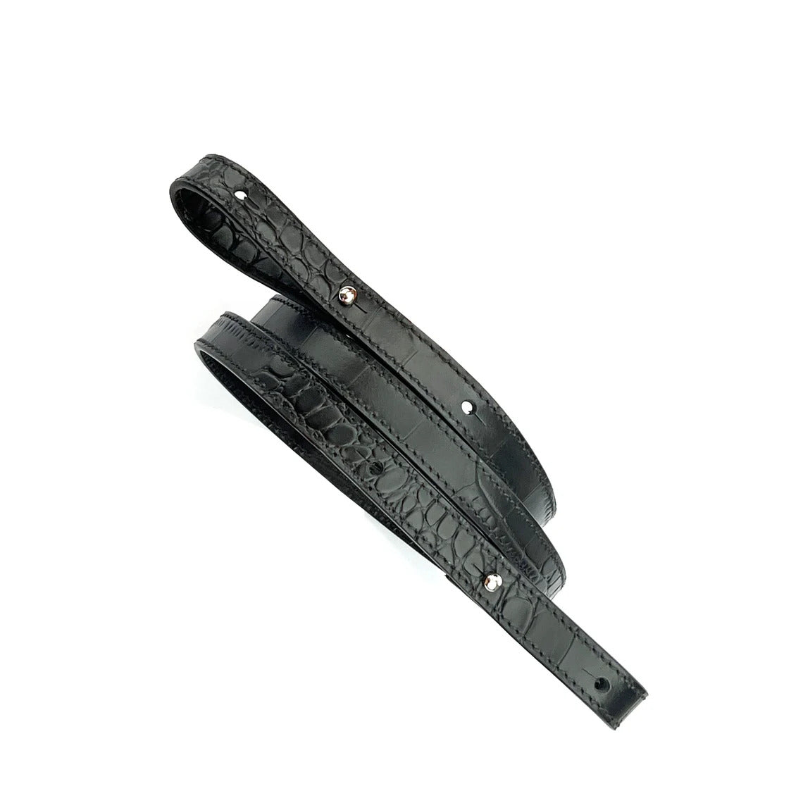 Hermès Style Black Crocodile Grain Leather Bandoulière (15mm Slim): Luxury Crossbody/Shoulder Strap