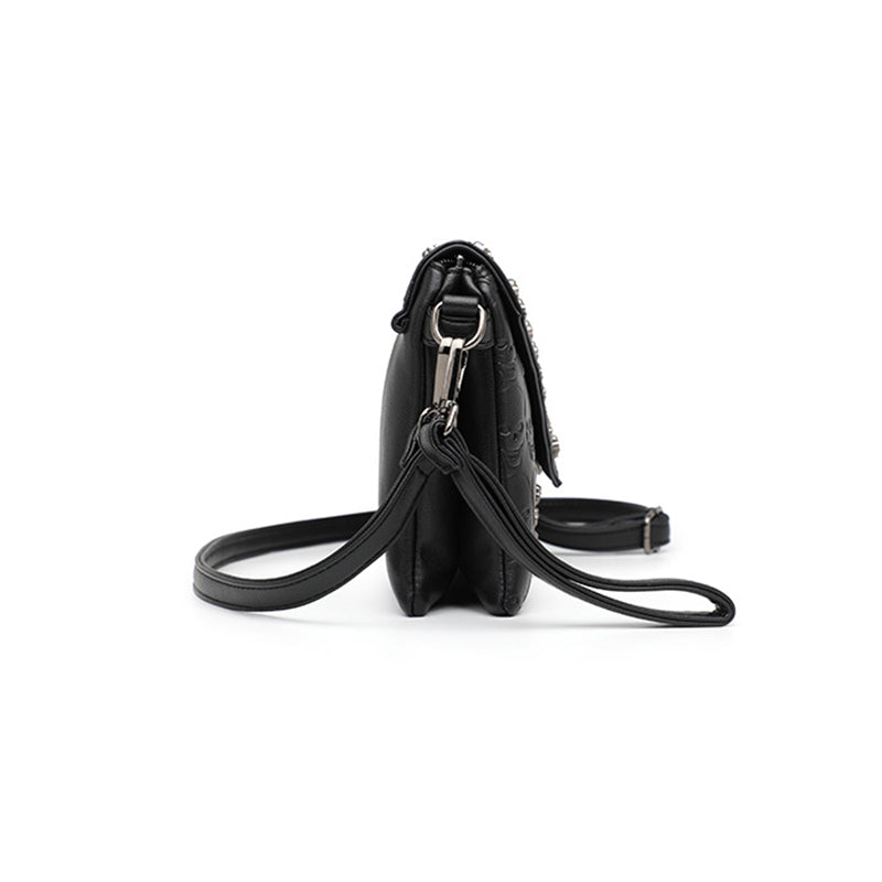 Women’s Black Skulls Envelope Clutch Bag with Shoulder Strap image 3