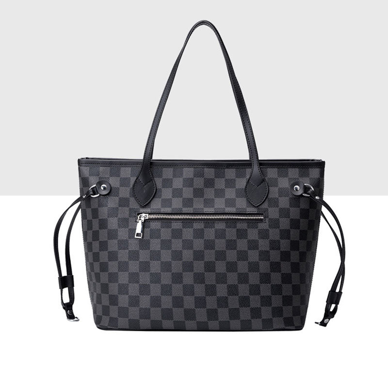 Women’s Black Checkerboard Large Tote Bags with Purse image 4
