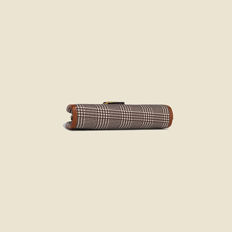 Women’s Brown Houndstooth Baguette Bags with Buckle image 5
