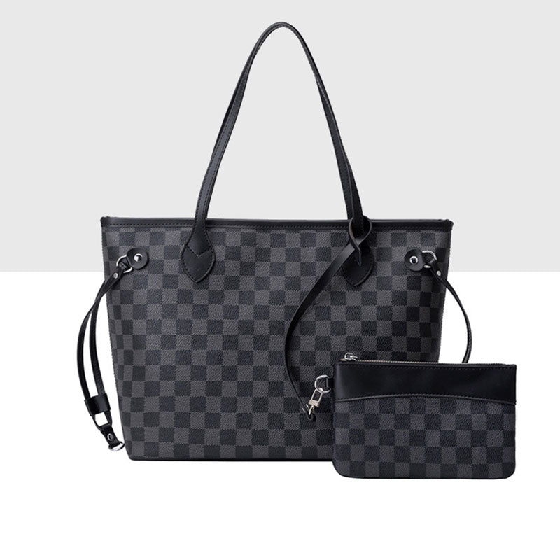 Women’s Black Checkerboard Large Tote Bags with Purse image 6