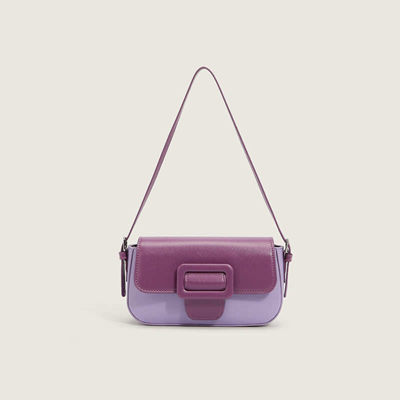 Women’s Contrast Color Flap Baguette Bags in Vegan Leather image 9