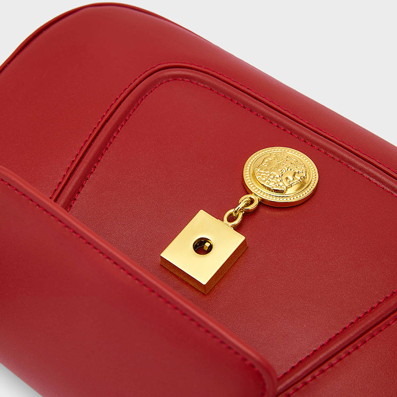 Women’s Genuine Leather Metal Medal Baguette Bags image 6