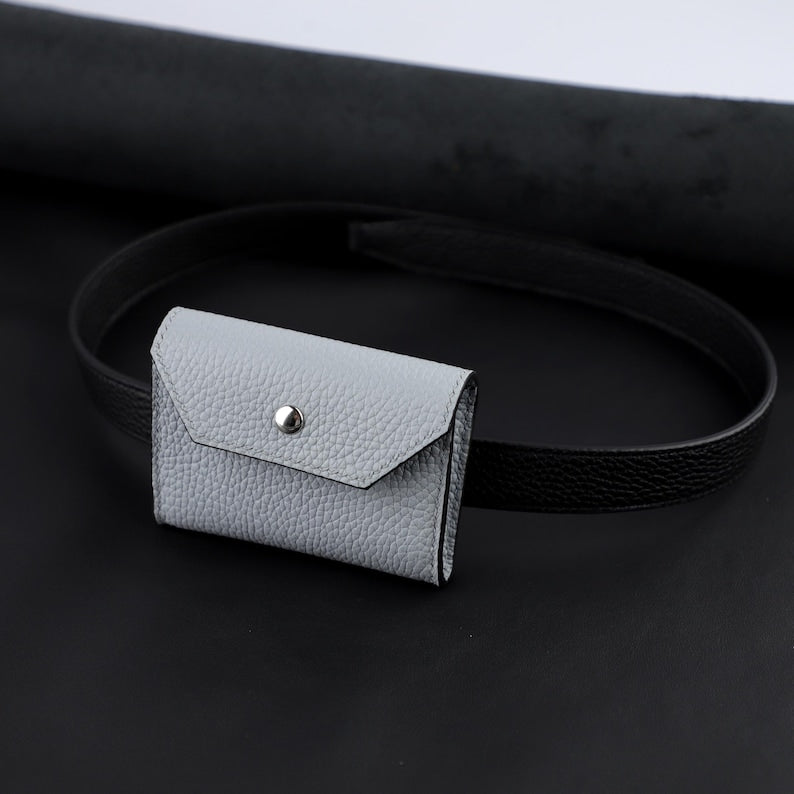 Handmade Clemence Leather Pocket | Hand-Stitched Bag Strap Holder or Fashion Belt Accessory