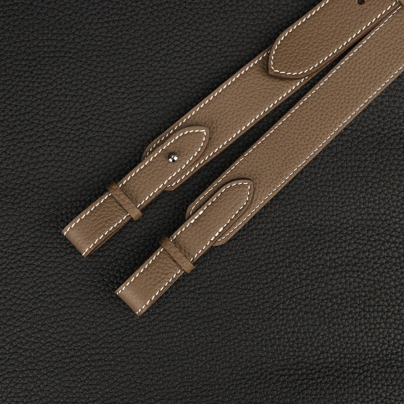 Hermès Style Etoupe (18) Togo Leather Adjustable Bandoulière: Compatible Shoulder/Crossbody Strap for Picotin & Lindy Bags