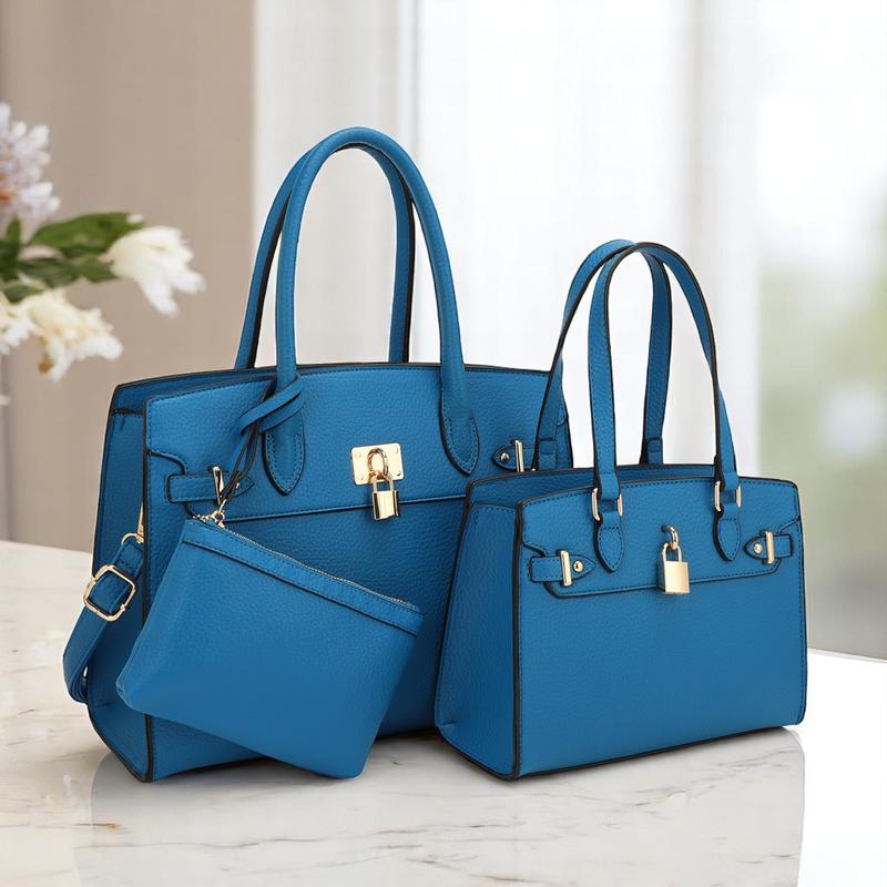3-Piece Vegan Leather Handbag Set, Fashion Tote Bag with Crossbody Bag and Extra Pouch, Women's Musthave Bag for Fall, Winter and Holiday